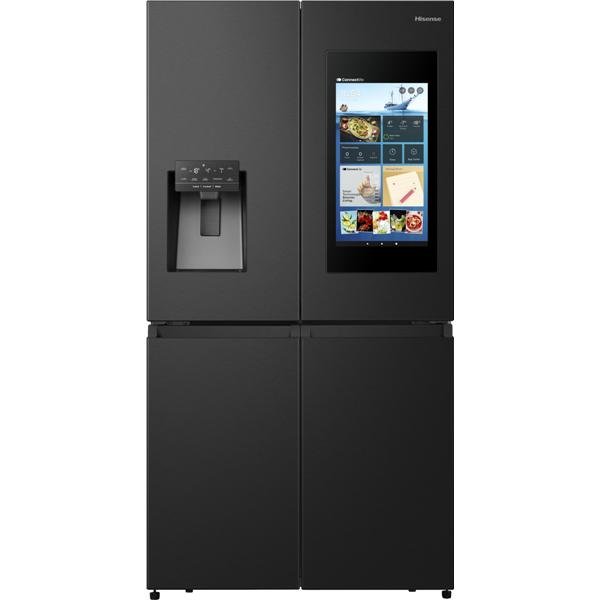 Hisense RQ760N4IFE - Frigorifero/congelatore - congelatore inferiore della porta francese con distributore acqua, erogatore ghiaccio WiFi - larghezza: 91.4 cm - prof. 72.5 cm - altezza: 178.5 cm - 577 litri - Classe E - nero
