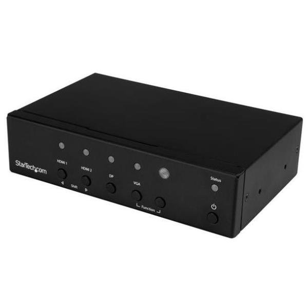 StarTech.com Commutatore Automatico con Ingressi Multipli a HDMI - Switch Convertitore - 4K, HDMI/VGA/DisplayPort, Nero, 60 Hz, 1024 x 768 (XGA), 1280 x 720 (HD 720), 1920 x 1080 (HD 1080), 1920 x 1200 (WUXGA), 2560 x 1440,..., status, 3840 x 3160 Pixel