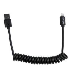 StarTech.com Cavo connettore Lightning a 8 pin Apple a USB a spirale da 60 cm per iPhone / iPod / iPad - Nero (USBCLT60CMB) - Cavo Lightning - Lightning maschio a USB maschio - 60 cm - schermato - nero - per Apple iPad/iPhone/iPod (Lightning)