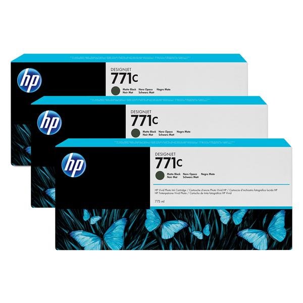 HP 771C - Confezione da 3 - 775 ml - nero opaco - originale - cartuccia d'inchiostro - per DesignJet Z6200, Z6600, Z6610, Z6800, Z6810