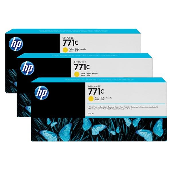 HP 771C - Confezione da 3 - 775 ml - giallo - originale - cartuccia d'inchiostro - per DesignJet Z6200, Z6600, Z6610, Z6800, Z6810