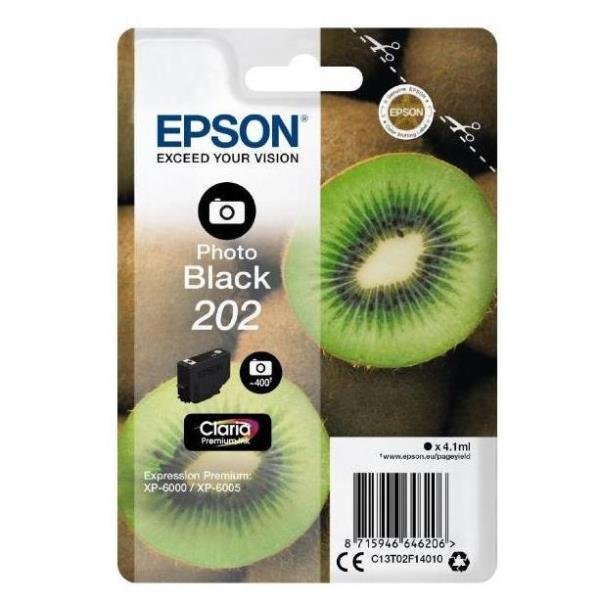 Epson 202 - 4.1 ml - nero per foto - originale - blister con radiofrequenza / allarme acustico - cartuccia d'inchiostro - per Expression Premium XP-6000, XP-6005