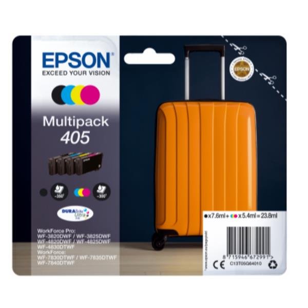Epson 405 Multipack - Confezione da 4 - nero, giallo, ciano, magenta - originale - blister con radiofrequenza / allarme acustico - cartuccia d'inchiostro - per WorkForce WF-7310, 7830, 7835, 7840; WorkForce Pro WF-3820, 3825, 4820, 4825, 4830