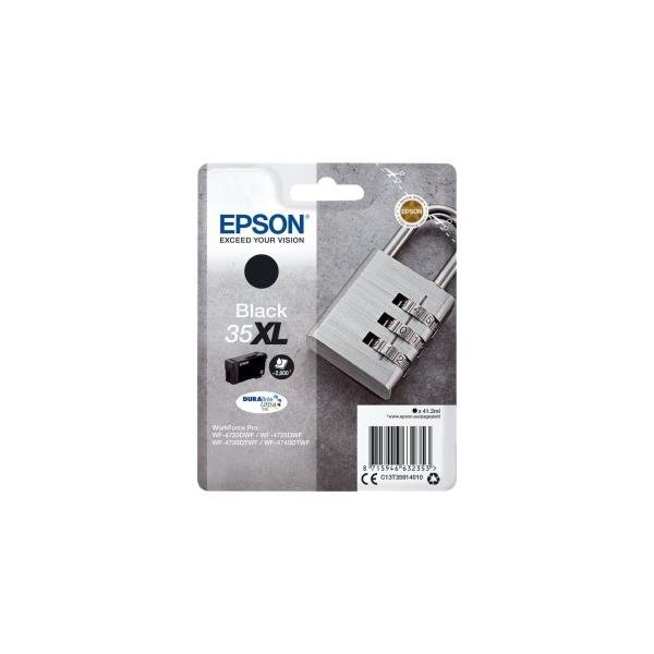 Epson 35XL - 41.2 ml - XL - nero - originale - blister con radiofrequenza / allarme acustico - cartuccia d'inchiostro - per WorkForce Pro WF-4720, WF-4720DWF, WF-4725DWF, WF-4730, WF-4730DTWF, WF-4740, WF-4740DTWF