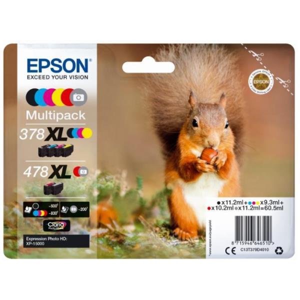 Epson 478XL Multipack - Confezione da 6 - grigio, nero, giallo, ciano, magenta, rosso - originale - blister con radiofrequenza / allarme acustico - cartuccia d'inchiostro - per Expression Photo XP-8500 Small-in-One