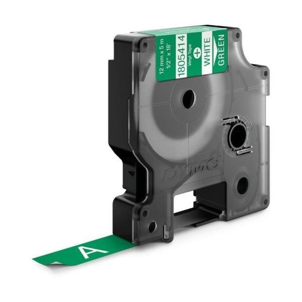 DYMO Rhino Coloured Vinyl - Vinile - bianco su verde - Rotolo (1,2 cm x 5,5 m) 1 cassetta(e) Nastro - per DYMO ILP219; Rhino 1000, 4200, 5000, 5200, 6000; RhinoPRO 1000, 3000, 5000, 6000, 6500