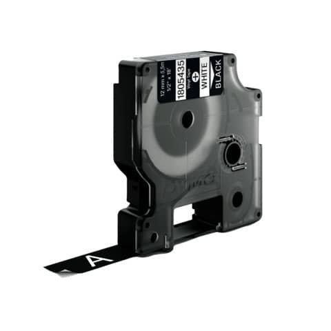 DYMO D1 RHINOPRO NASTRO IN VINILE PER STAMPANTI A TRASFERIMENTO TERMICO 12MM X 5.5MT COLORE NERO STAMPA BIANCO (1805435)