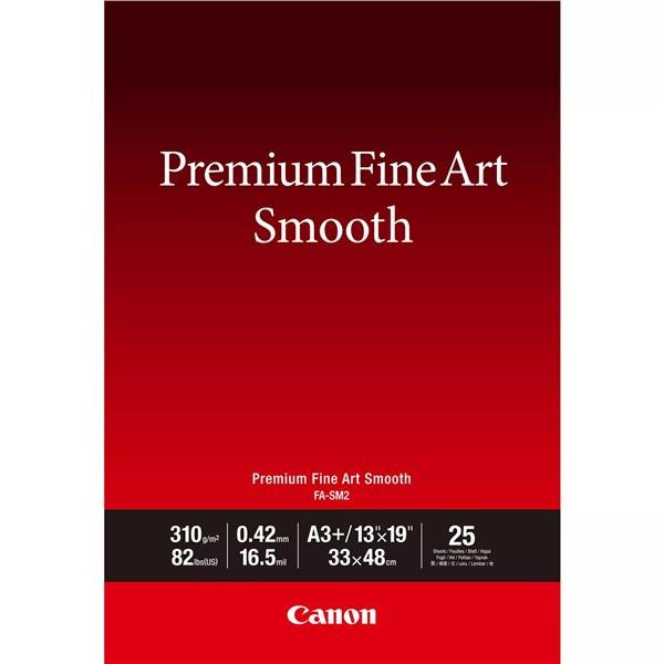 Canon Premium Fine Art Smooth FA-SM2 - Liscia - 16,5 mil - A3 Plus (330,2 x 482,6 mm) - 310 g/m² - 82 libbre - 25 fogli carta fotografica