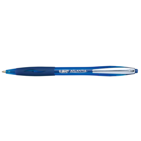 Penne a sfera a scatto Atlantis Soft - punta 1,0mm - blu - clip in metallo - Bic - conf. 12 pezzi