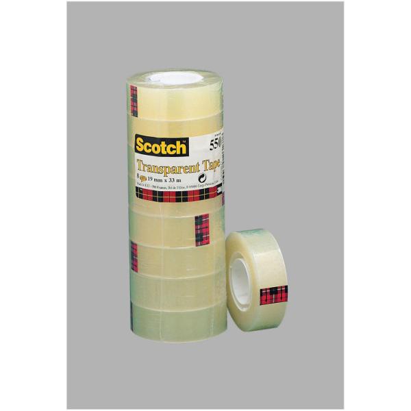 Nastro adesivo 550 - 19 mm x 33 m - PP - trasparente - Scotch - torre 8 rotoli