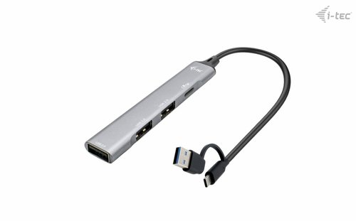 i-Tec - Hub - USB-C/USB-A, metal - 1 x SuperSpeed USB 3.0 + 3 x USB 2.0 - desktop
