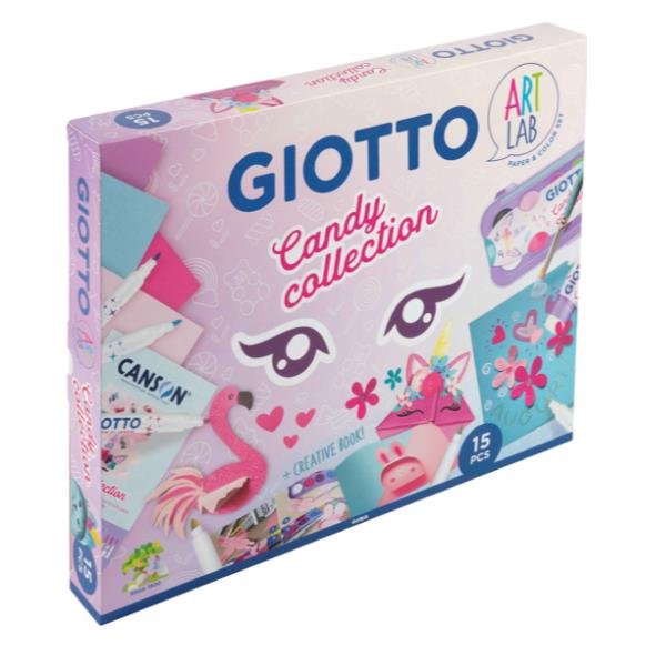GIOTTO ART LAB CANDY COLLECTION KIT CREATIVO PER CREARE SCULTURE IN CARTA CON PASTELLI ACQUARELLI E TANTO ALTRO COLORI ASSORTITI