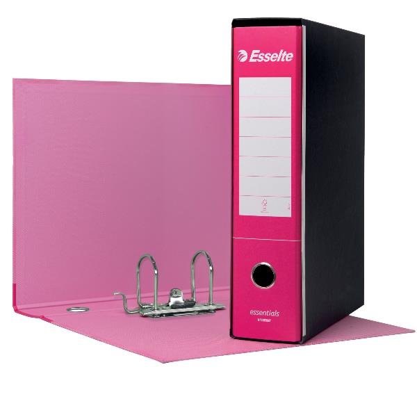 Registratore Essentials G75 - dorso 8 cm - protocollo 23 x 33 cm - fucsia - Esselte