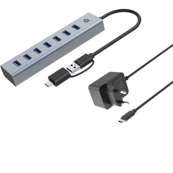 Conceptronic HUB USB 3.0 7 PORTE con alimentatore, 5Gbps, USB-A x 7