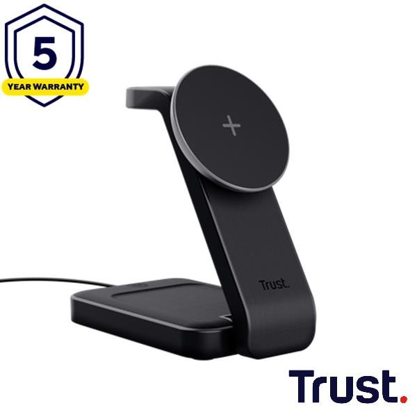 Trust - VIRO 3-IN-1 CARICA MAGNETICO PER IPHONE APPLE WATCH AIRPODS STAND RICHIUDIBILE - NERO