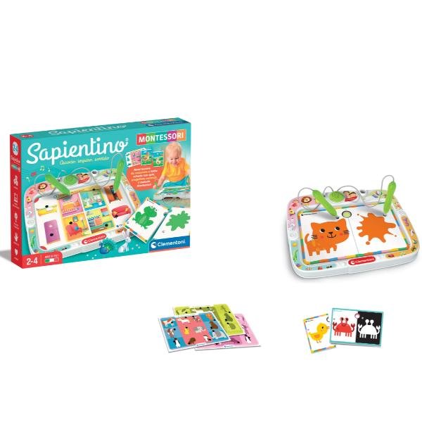 CLEMENTONI SAPIENTINO MONTESSORI ASSOCIO IMPARO SORRIDO BANCHETTO CON SCHEDE ATTIVITA' EDUCATIVE E PENNE INTERATTIVE