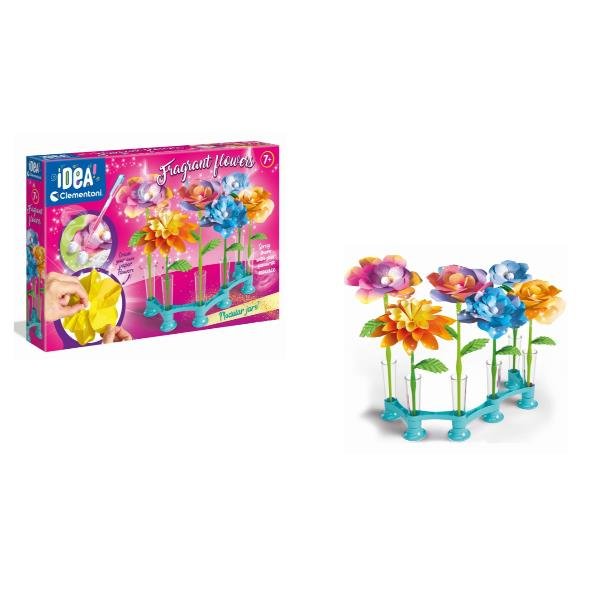 CLEMENTONI IDEA LABORATORIO DEI FIORI KIT CREATIVO CON 8 FIORI DI CARTA DA COLORARE E PROFUMARE