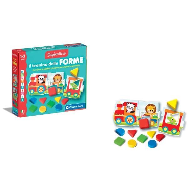 CLEMENTONI SAPIENTINO MONTESSORI IL TRENINO DELLE FORME SCHEDE PUZZLE PER IMPARARE LE FORME