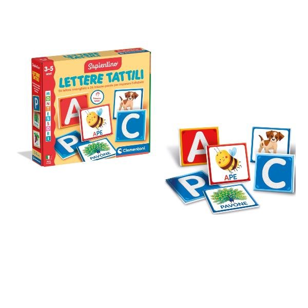 CLEMENTONI SAPIENTINO MONTESSORI LETTERE TATTILI SCHEDE EDUCATIVE PER IMPARARE L'ALFABETO SVILUPPA IL LINGUAGGIO