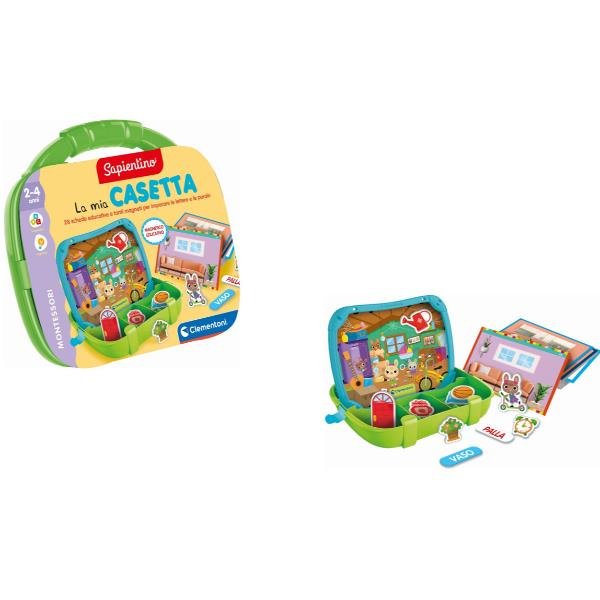 CLEMENTONI SAPIENTINO MONTESSORI LA MIA CASETTA VALIGETTA MAGNETICA CON SCHEDE EDUCATIVE E MAGNETI PER SVILUPPARE LINGUAGGIO E MANUALITA'