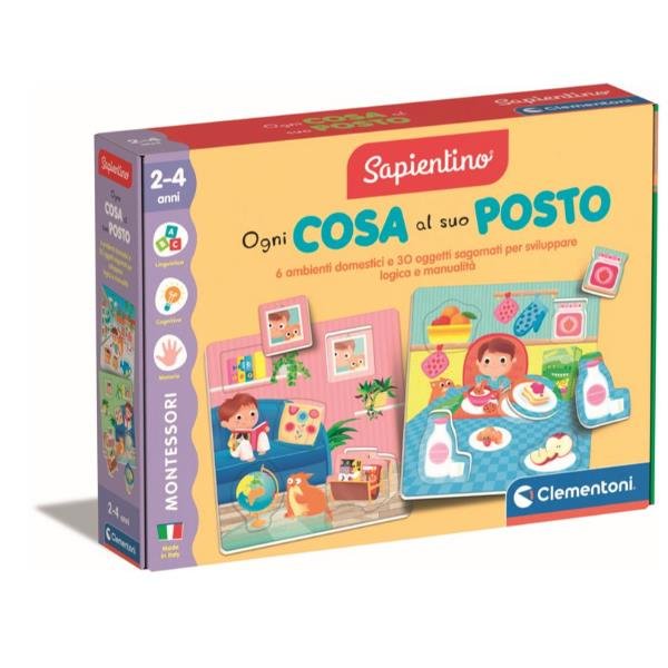 CLEMENTONI MONTESSORI SAPIENTINO OGNI COSA AL SUO POSTO 6 AMBIENTI DOMESTICI CON 30 OGGETTI SAGOMATI