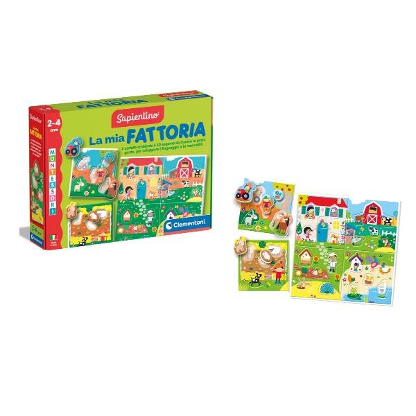 CLEMENTONI SAPIENTINO MONTESSORI LA MIA FATTORIA TESSERE ILLUSTRATE PUZZLE SAGOMATO GIOCO PER CONOSCERE GLI ANIMALI
