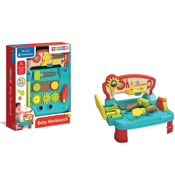 CLEMENTONI BABY MONTESSORI WORKBENCH BANCHETTO DA LAVORO CON MARTELLO CACCIAVITE E ACCESSORI