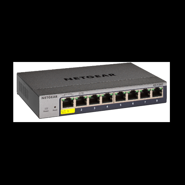 NETGEAR Smart GS108Tv3 - Switch - intelligente - 8 x 10/100/1000 - desktop, montaggio a parete - alimentazione CC
