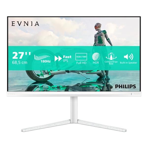 Philips Evnia 3000 27M2N3201A - Monitor a LED - gaming - 27" - 1920 x 1080 Full HD (1080p) @ 180 Hz - Fast IPS - 300 cd/m² - 1000:1 - HDR10 - 0.5 ms - 2xHDMI, DisplayPort - altoparlanti