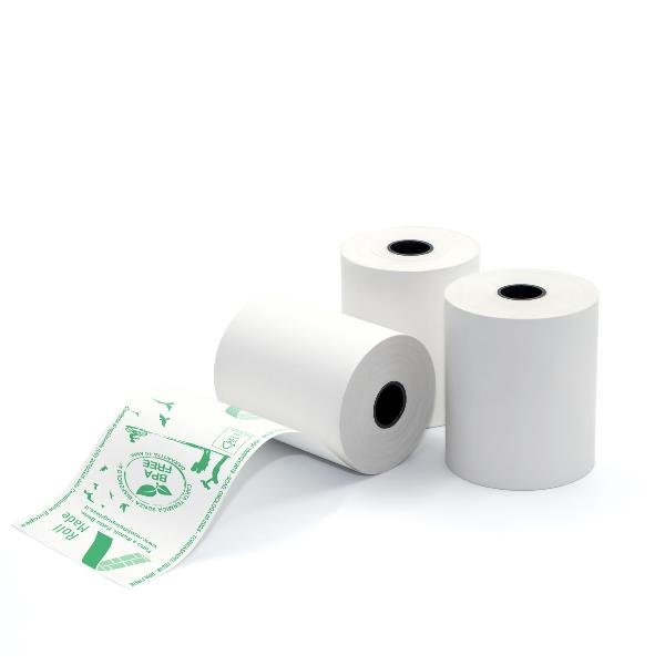 ROTOLIFICIO PUGLESE ROTOLO IN CARTA TERMICA PER CASSA OMOLOGATO 57 mm X 30 MT ANIMA 12 mm BIANCO CONF 50 Pz.