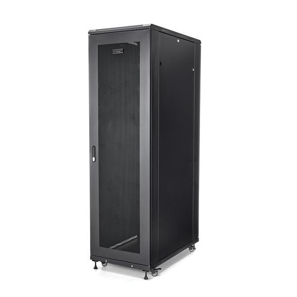 StarTech.com 42U Server Rack Cabinet - 4-Post Adjustable Depth (5.9" to 36.4") IT Network Equipment Rack Enclosure with Casters - 2000lbs (RK4236BKB) - Rack cabinet - A pavimento - nero - 42U - 19"