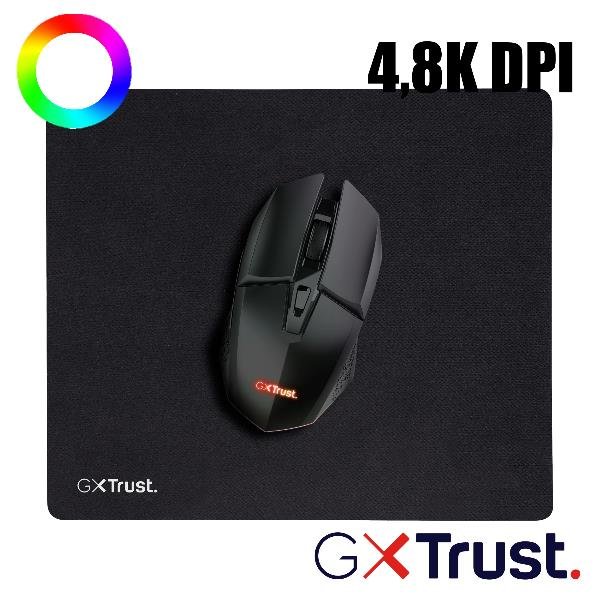 Trust GXT 112 Felox - Mouse - 6 pulsanti - senza fili, cablato - USB, USB-C - nero
