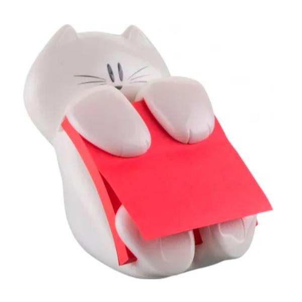 Dispenser gatto bianco + ricarica Post-it Super Sticky Z Notes rosso rubino - CAT-330 - 76 x 76 mm - 90 fogli - Post-it
