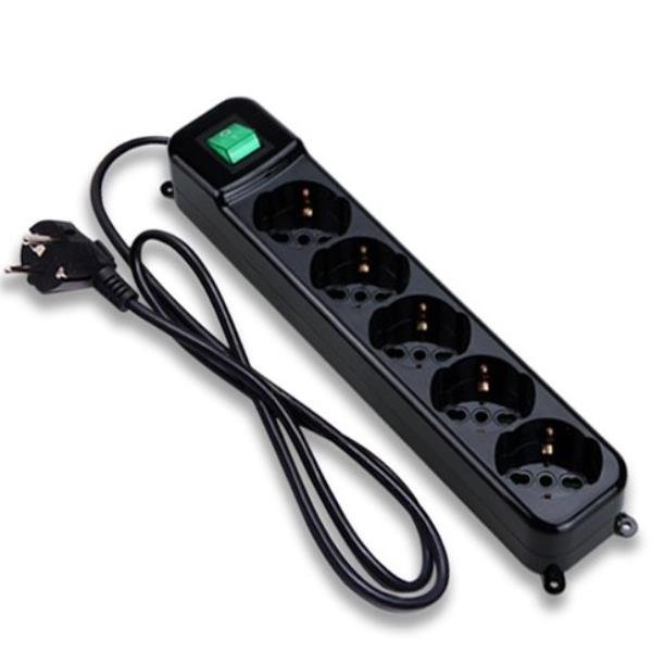 TECNOWARE MULTIPRESA FILTRATA CON INTERRUTTORE LUMINOSO CHILD PROTECTION SPINA INGRESSO SCHUKO 5 USCITE FILTRATE INCLINATE 45 GRADI TIPO SCHUKO/ITALIA 10/16 A COLORE NERO