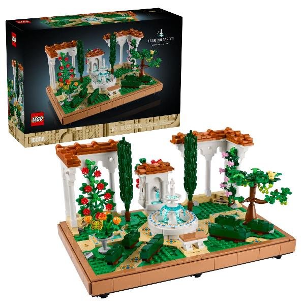 LEGO ICONS IL GIARDINO DELLA FONTANA KIT DI MODELLISMO DA COSTRUIRE DA ESPOSIZIONE CON FIORI E PIANTE