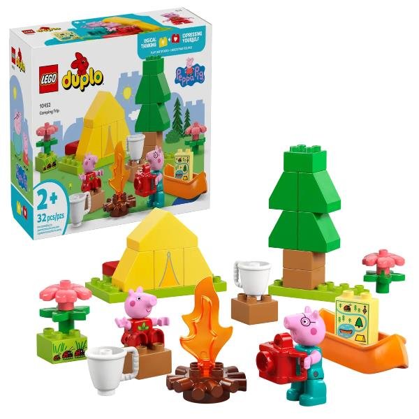 LEGO DUPLO PEPPA PIG GITA IN CAMPEGGIO CON PAPA' CON TENDA CANOA FALO' E 2 PERSONAGGI