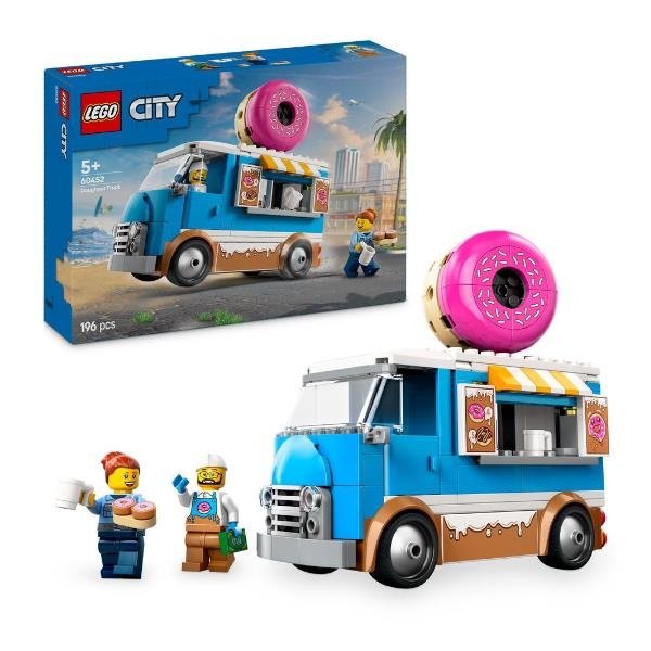 LEGO CITY FURGONE DELLE CIAMBELLE VEICOLO STAND GASTRONOMICO CON 2 MINIFIGURE E ACCESSORI