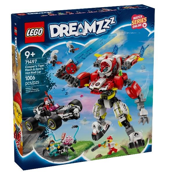 LEGO DREAMZZZ MECH TIGRE DI COOPER E BOLIDE DI ZERO VEICOLI TRASFORMABILI CON 3 MINIFIGURE