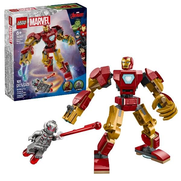 LEGO MARVEL MECH DI IRON MAN CONTRO ULTRON FIGURE SNODABILI DA COSTRUIRE CON 2 MINIFIGURE