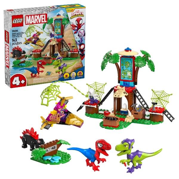 LEGO MARVEL BATTAGLIA CON IL RAPTOR AL QUARTIER GENERALE SULL'ALBERO DI SPIDERMAN E GOBBY