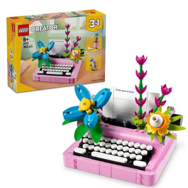 LEGO CREATOR 3 IN 1 MACCHINA DA SCRIVERE CON FIORI TRASFORMABILE IN KEYTAR O VASO DI FIORI CON PENNA E TACCUINO