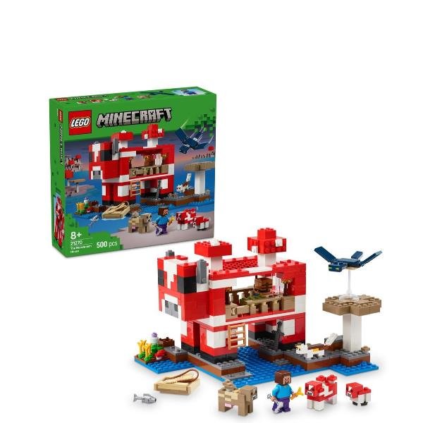 LEGO MINECRAFT LA CASA DEL MOOSHROOM DA COSTRUIRE CON PERSONAGGI ANIMALI GIOCATTOLO MOB E ACCESSORI