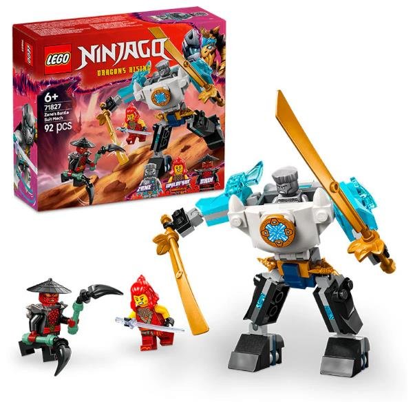 LEGO NINJAGO MECH DA BATTAGLIA DI ZANE FIGURA SNODABILE CON ARMATURA SPADA ACCESSORI E 3 MINIFIGURE