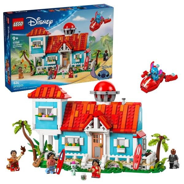 LEGO DISNEY CASA SULLA SPIAGGIA DI LILO E STITCH CON 6 STANZE OSSERVATORIO ASTRONAVE E 5 MINIFIGURE