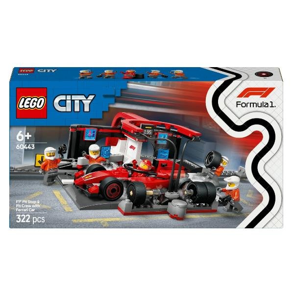 LEGO CITY PIT STOP E MECCANICI CON MONOPOSTO FERRARI F1 KIT OFFICINA DA COSTRUIRE CON MINIFIGURE E ACCESSORI