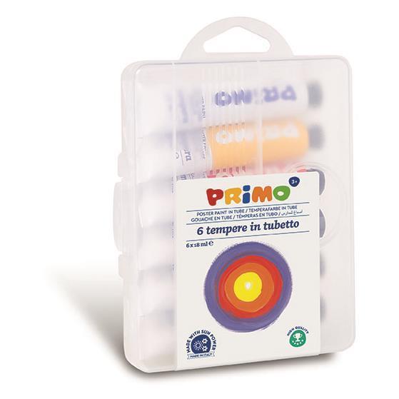 Tubi tempera - 18 ml - colori assortiti - Primo - astuccio 6 pezzi