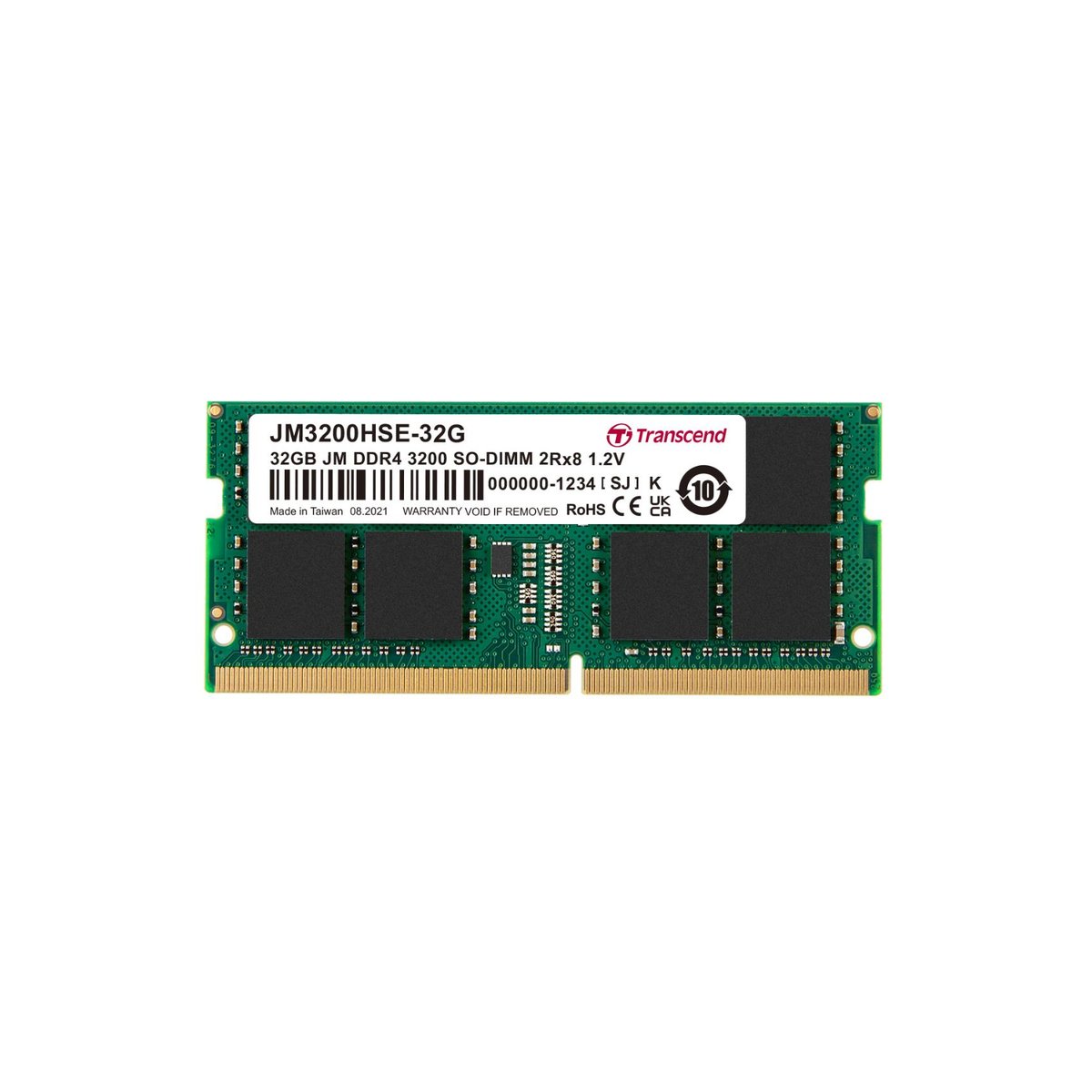 Transcend JetRAM - DDR4 - modulo - 32 GB - SO DIMM 260-pin - 3200 MHz / PC4-25600 - CL22 - 1.2 V - senza buffer - non ECC