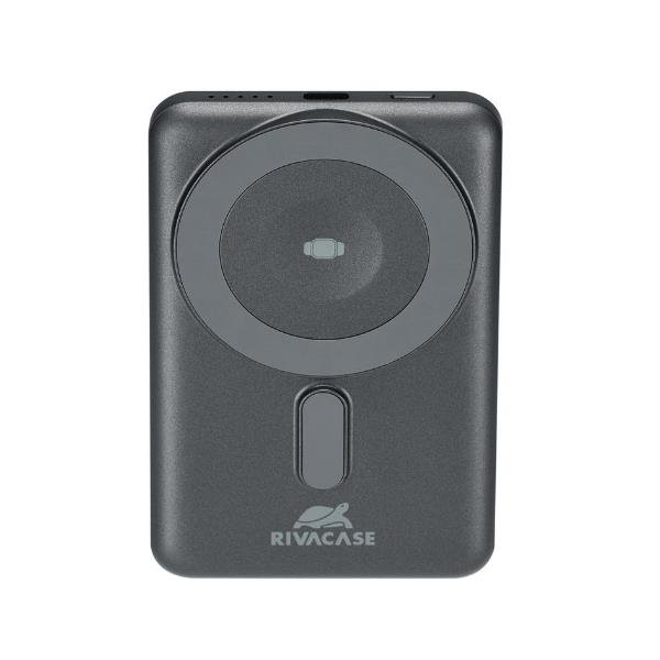 Rivacase Battery Bank 5.000 mAh Magsafe Qi 15W + Apple Watch charger + Cavi integrati Grigia