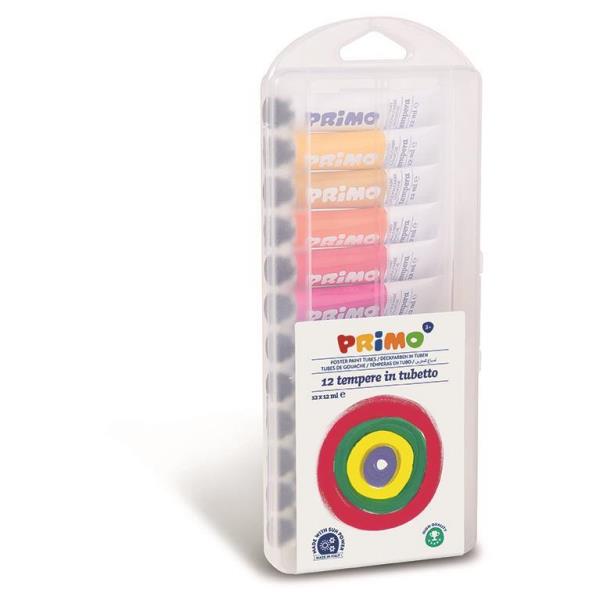 Tubi tempera - 12 ml - colori assortiti - Primo - astuccio 12 pezzi