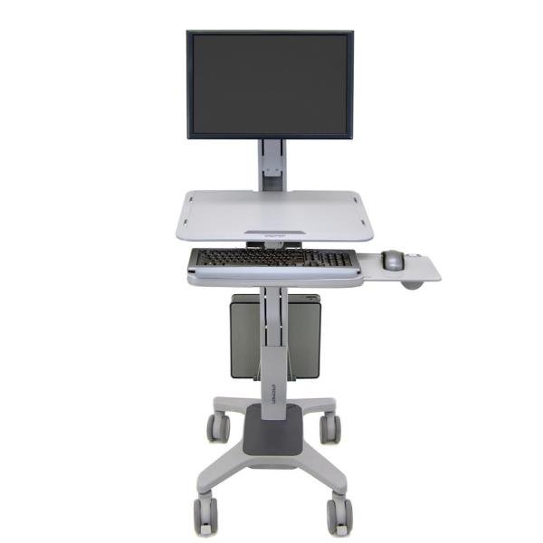 Ergotron WorkFit-C Single LD Sit-Stand Workstation - Carrello - per display LCD/dotazione PC - grigio - dimensione schermo: fino a 30"